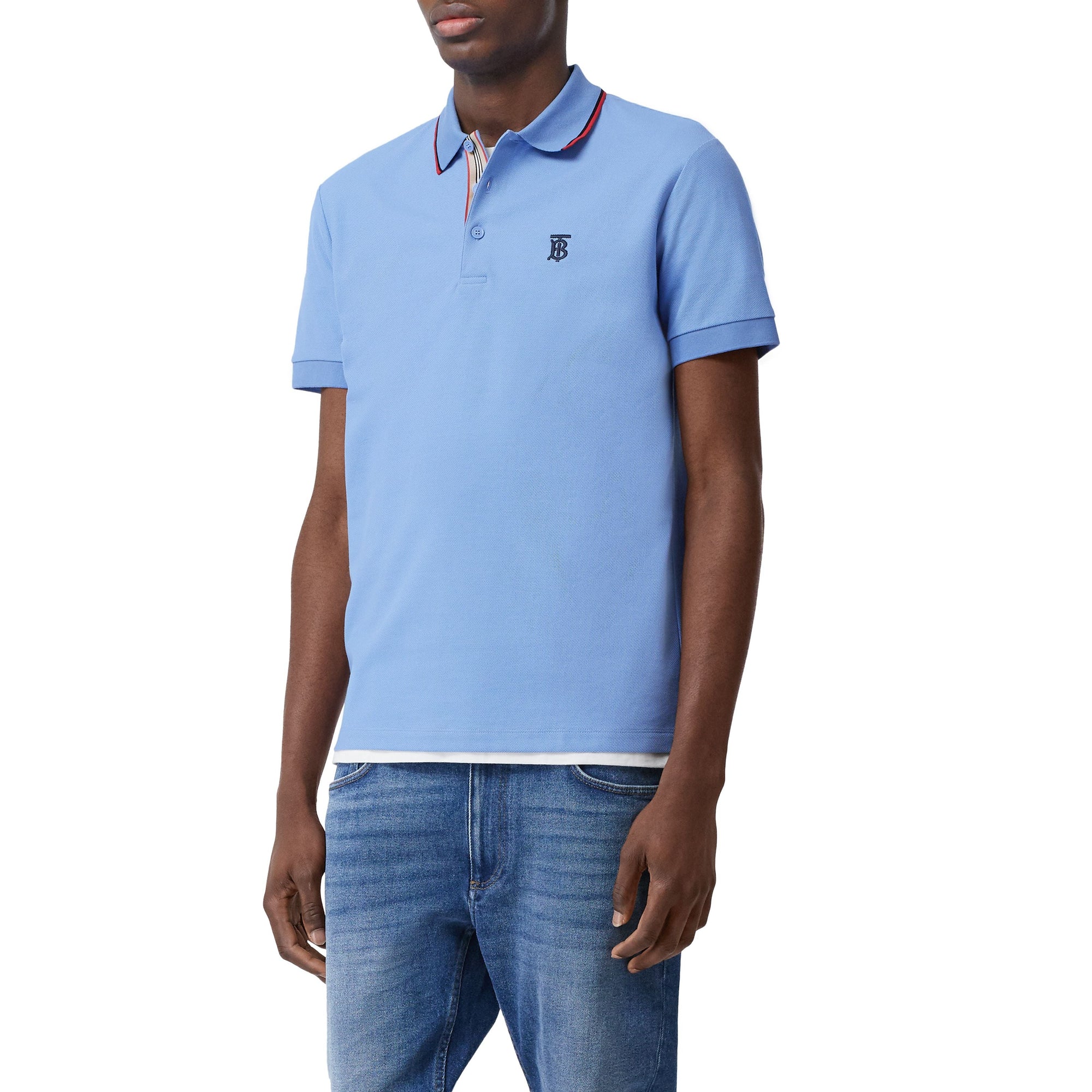 Polo en piqué de coton Monogram - Opal Blue