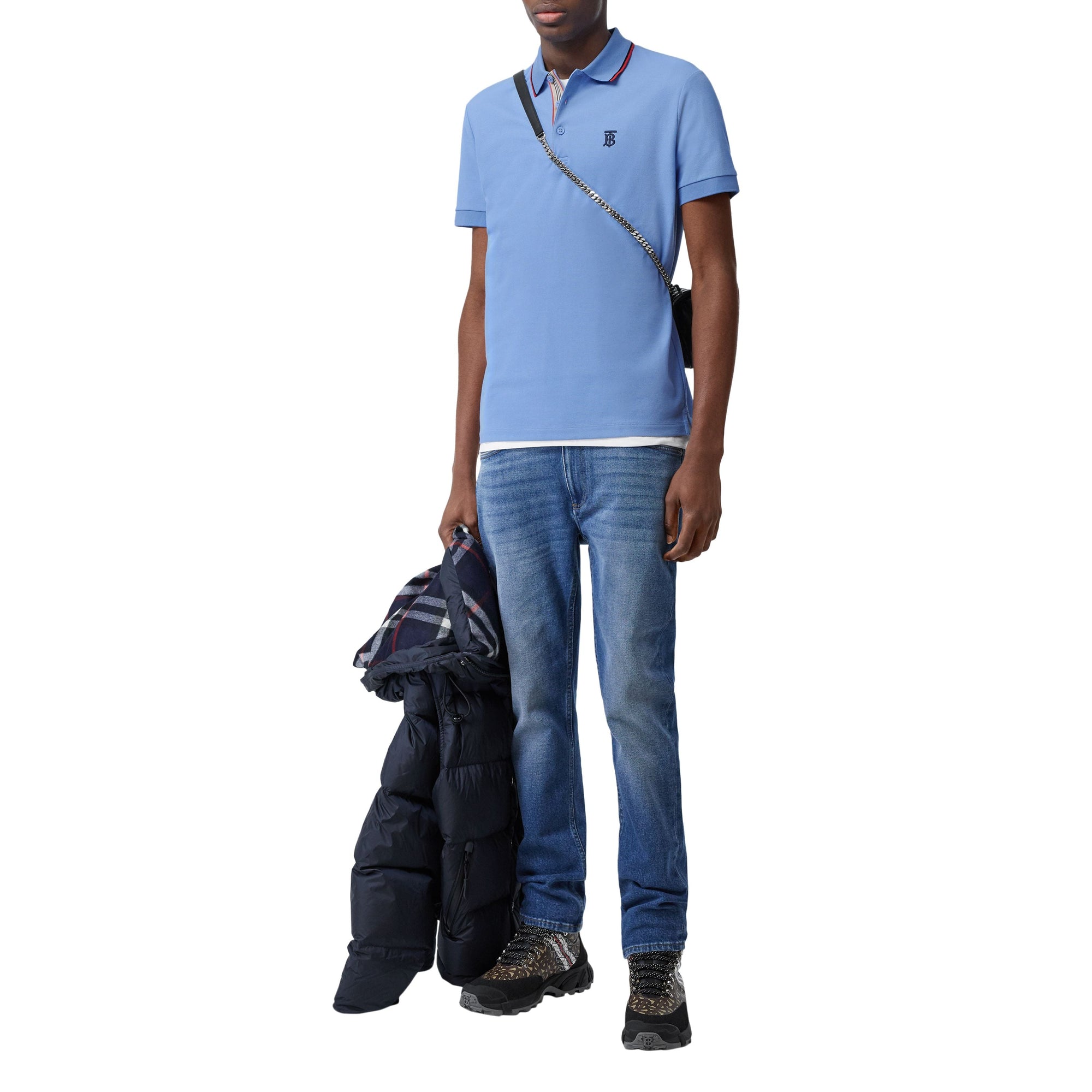 Polo en piqué de coton Monogram - Opal Blue