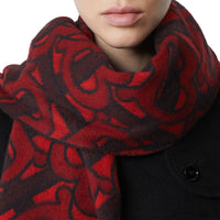 Écharpe en jacquard de cachemire Monogram - Crimson