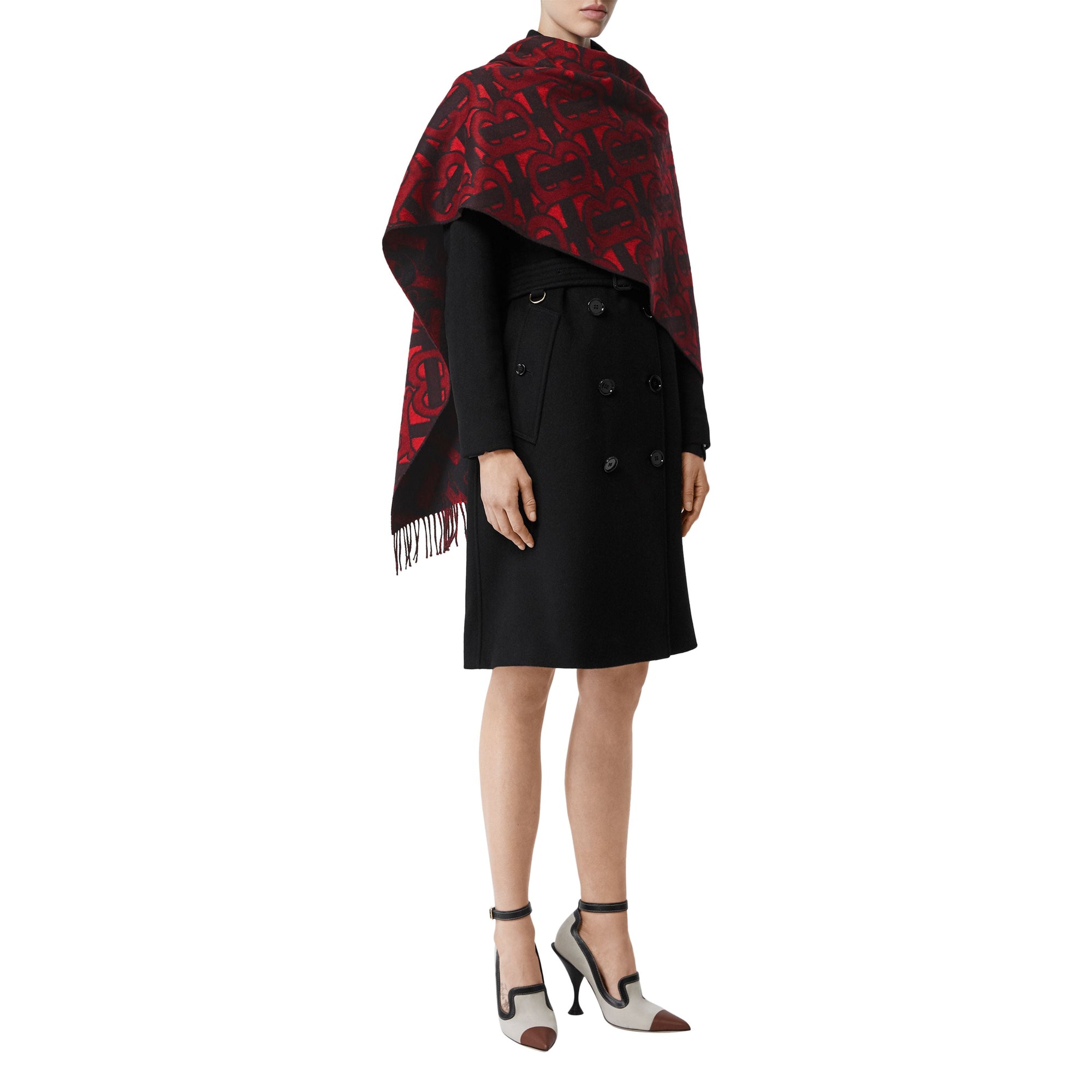 Écharpe en jacquard de cachemire Monogram - Crimson