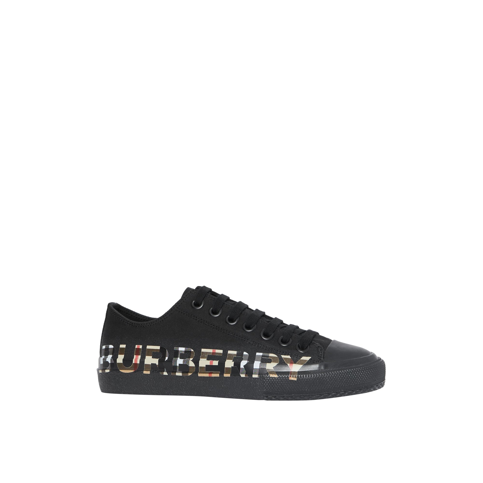 Sneakers en gabardine de coton Vintage check avec logo - Black & Archivebeige
