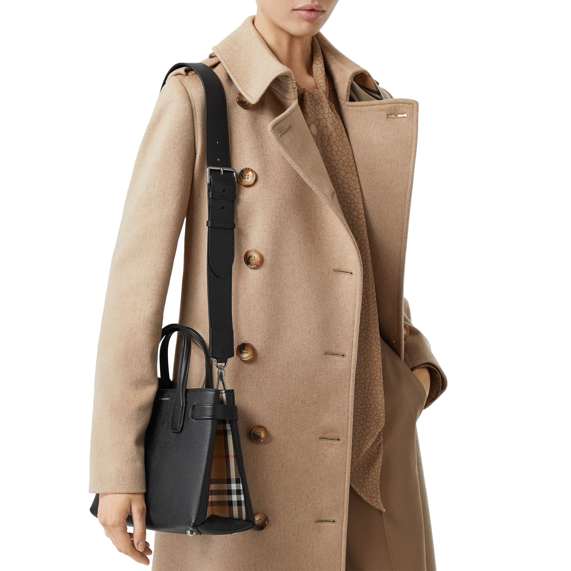 Petit sac The Banner en cuir avec Vintage check - Black