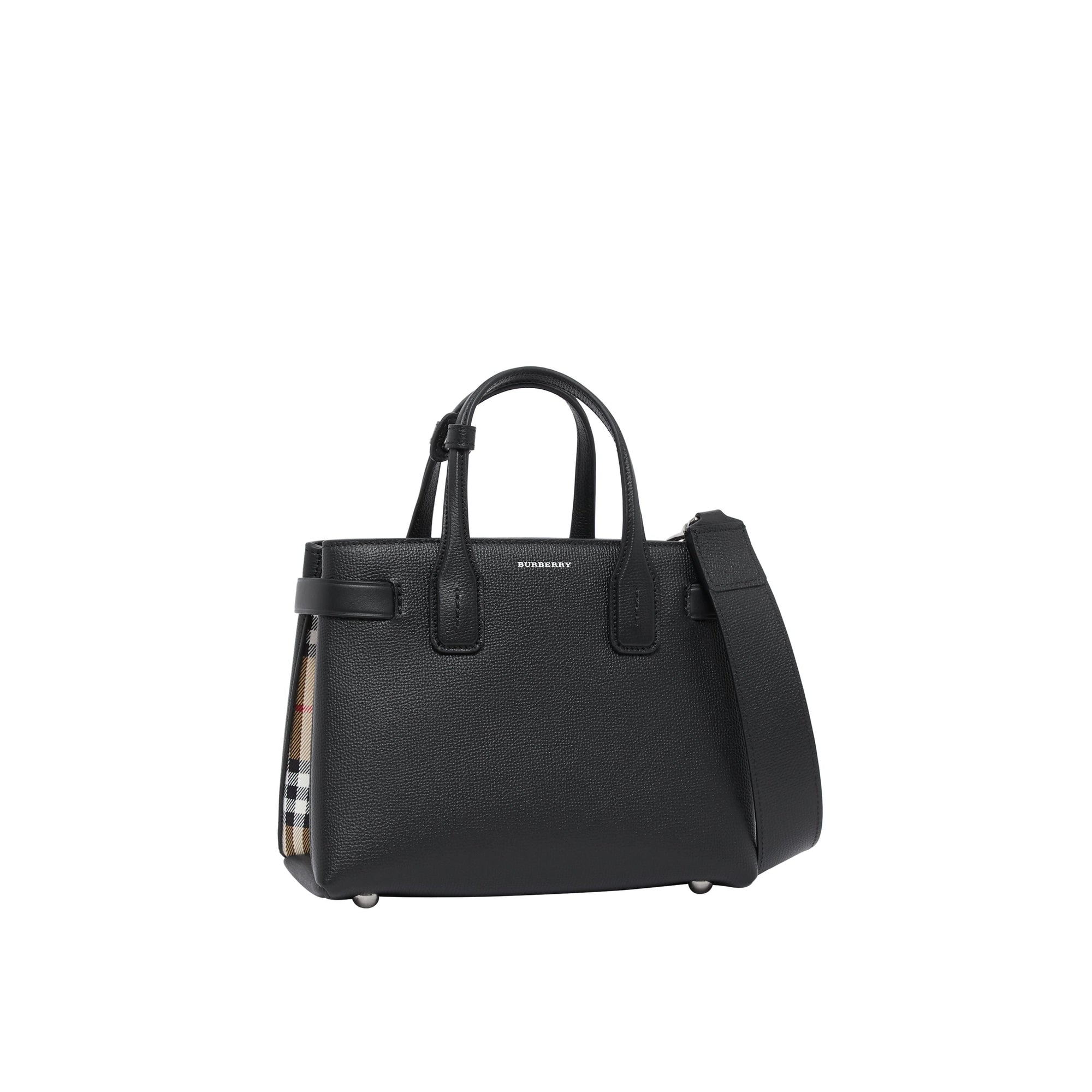 Petit sac The Banner en cuir avec Vintage check - Black