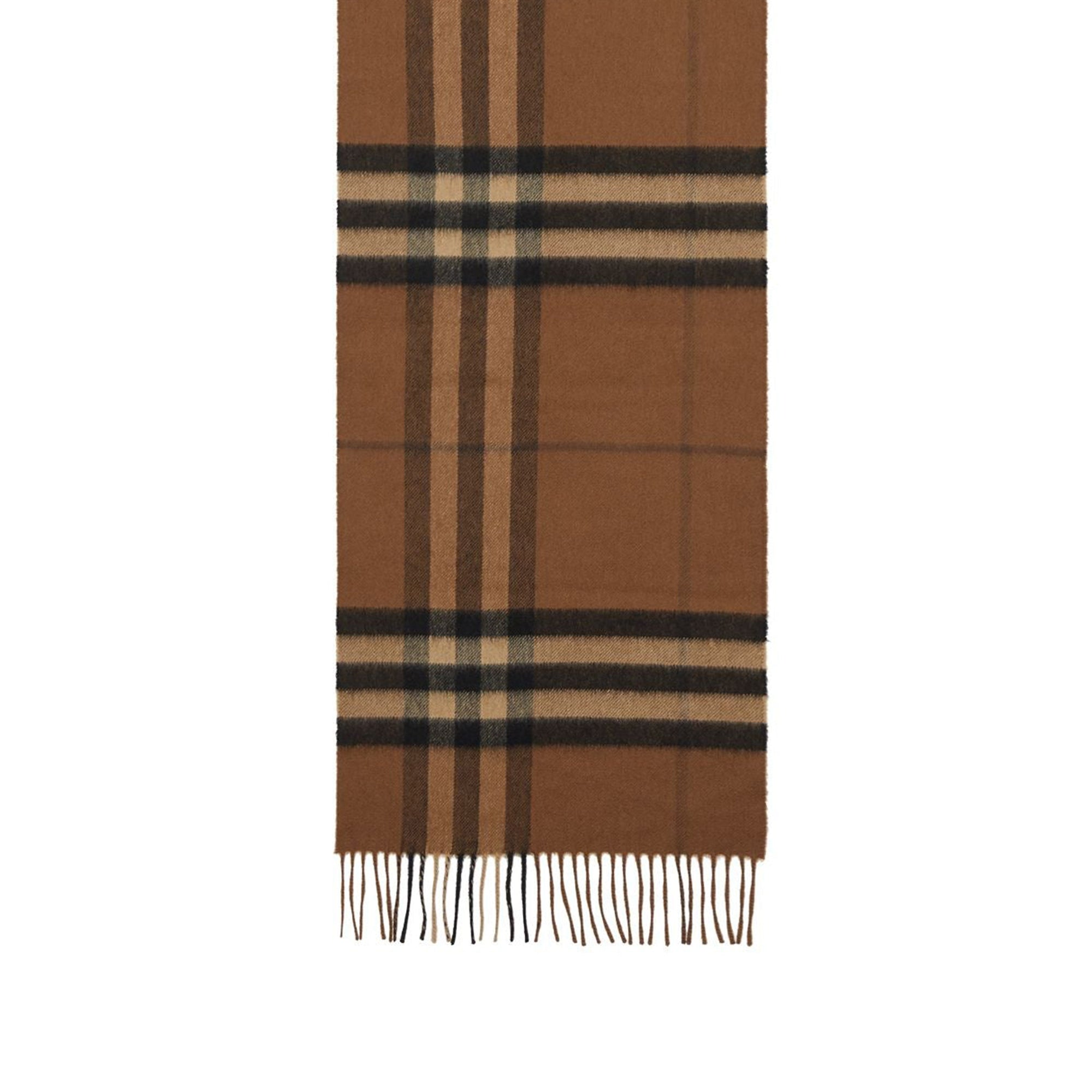 Écharpe classique en cachemire check - Bridle Brown