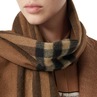 Écharpe classique en cachemire check - Bridle Brown
