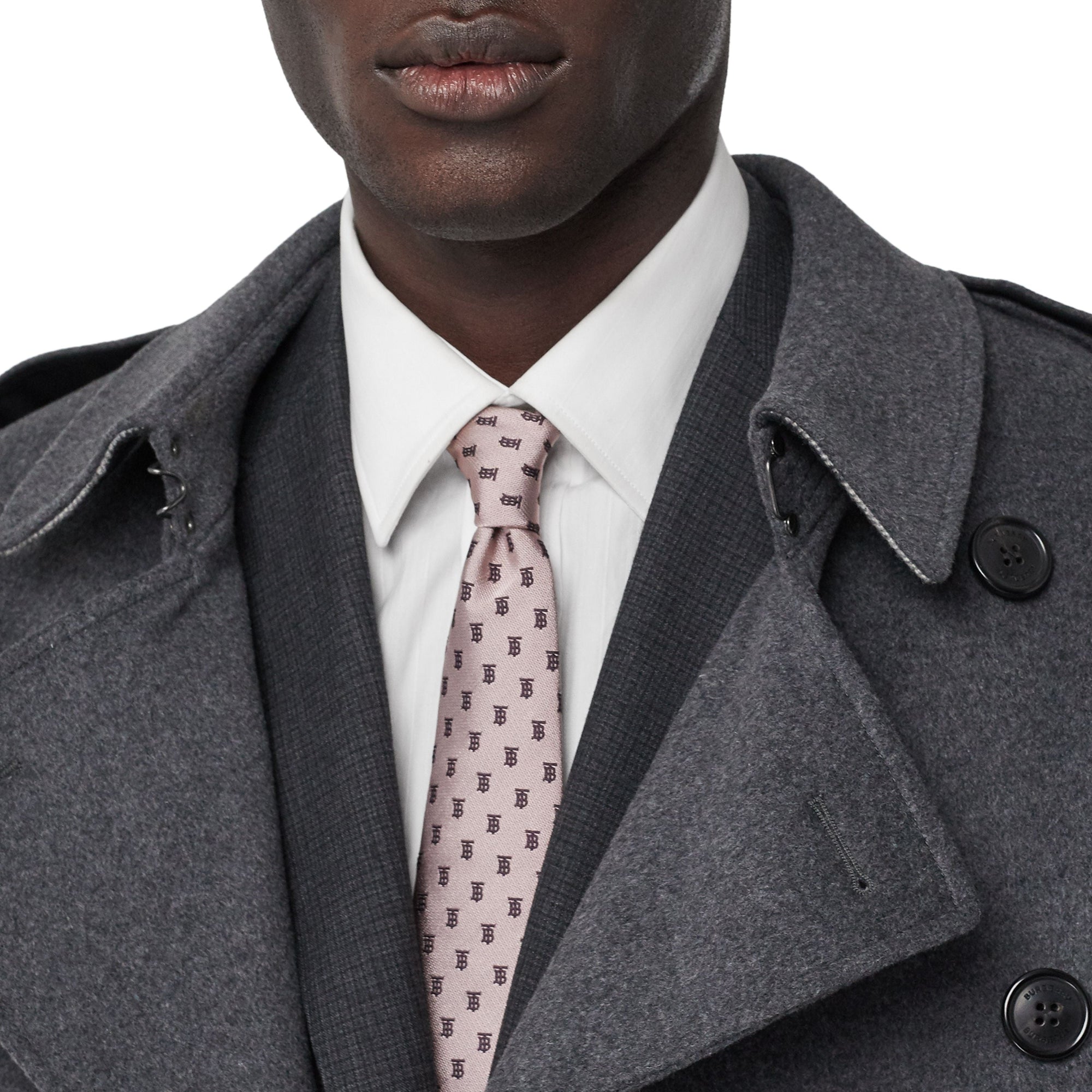 Cravate classique en jacquard de soie Monogram - Pale Pink