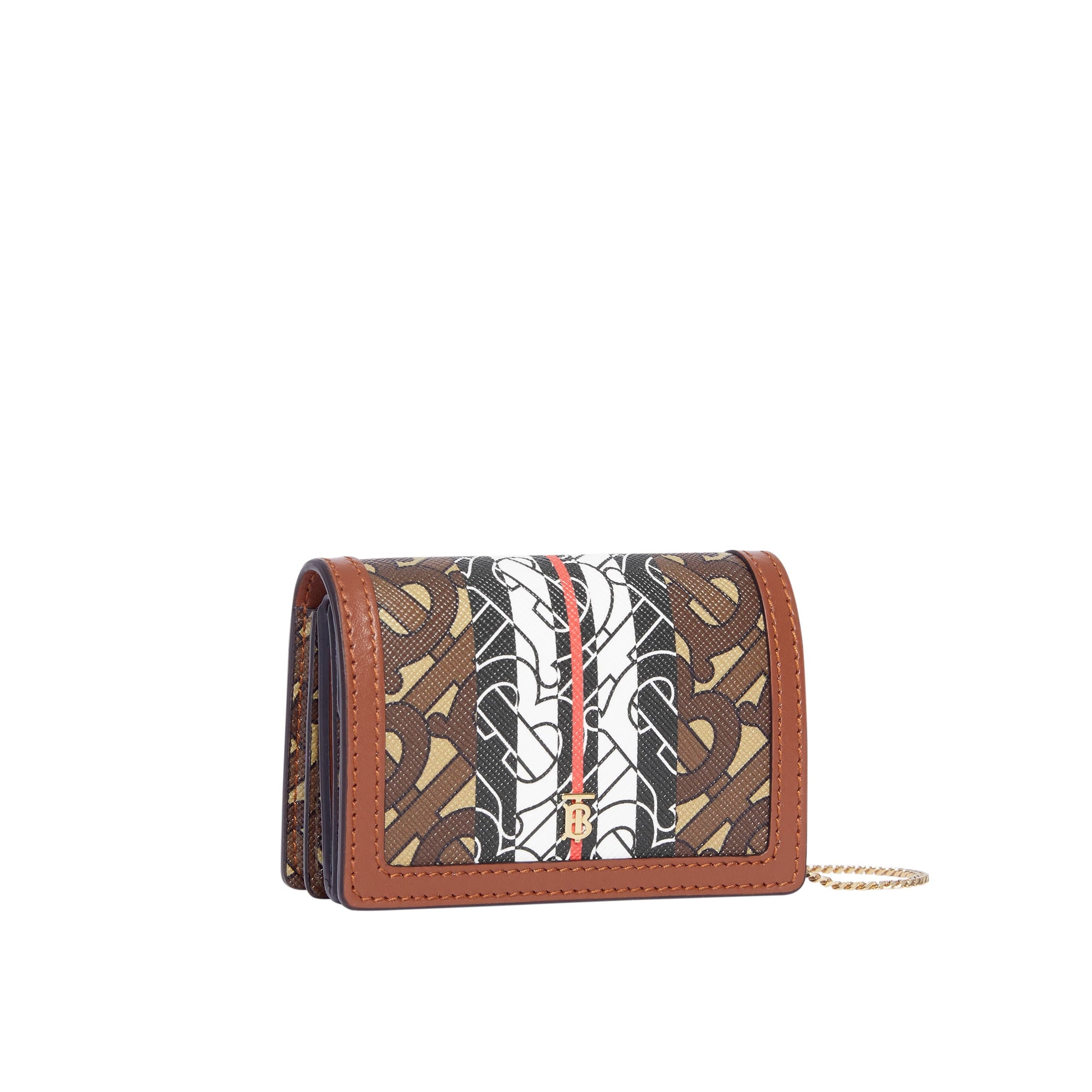 Porte-cartes en toile écologique rayé Monogram avec sangle - Bridle Brown