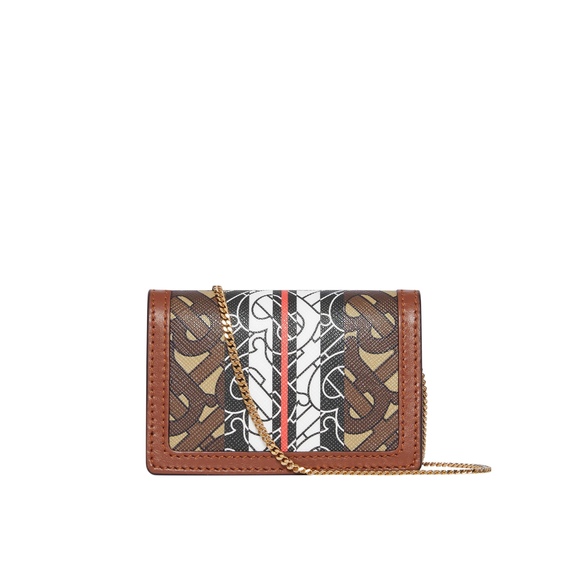 Porte-cartes en toile écologique rayé Monogram avec sangle - Bridle Brown