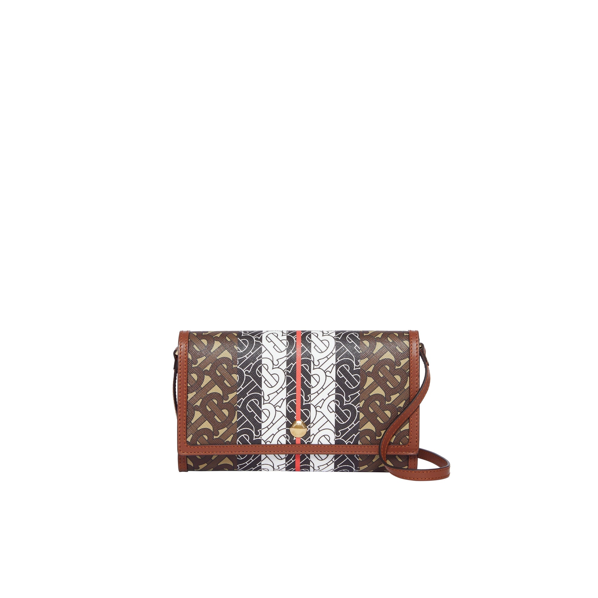 Portefeuille en toile écologique rayé Monogram avec sangle - Bridle Brown