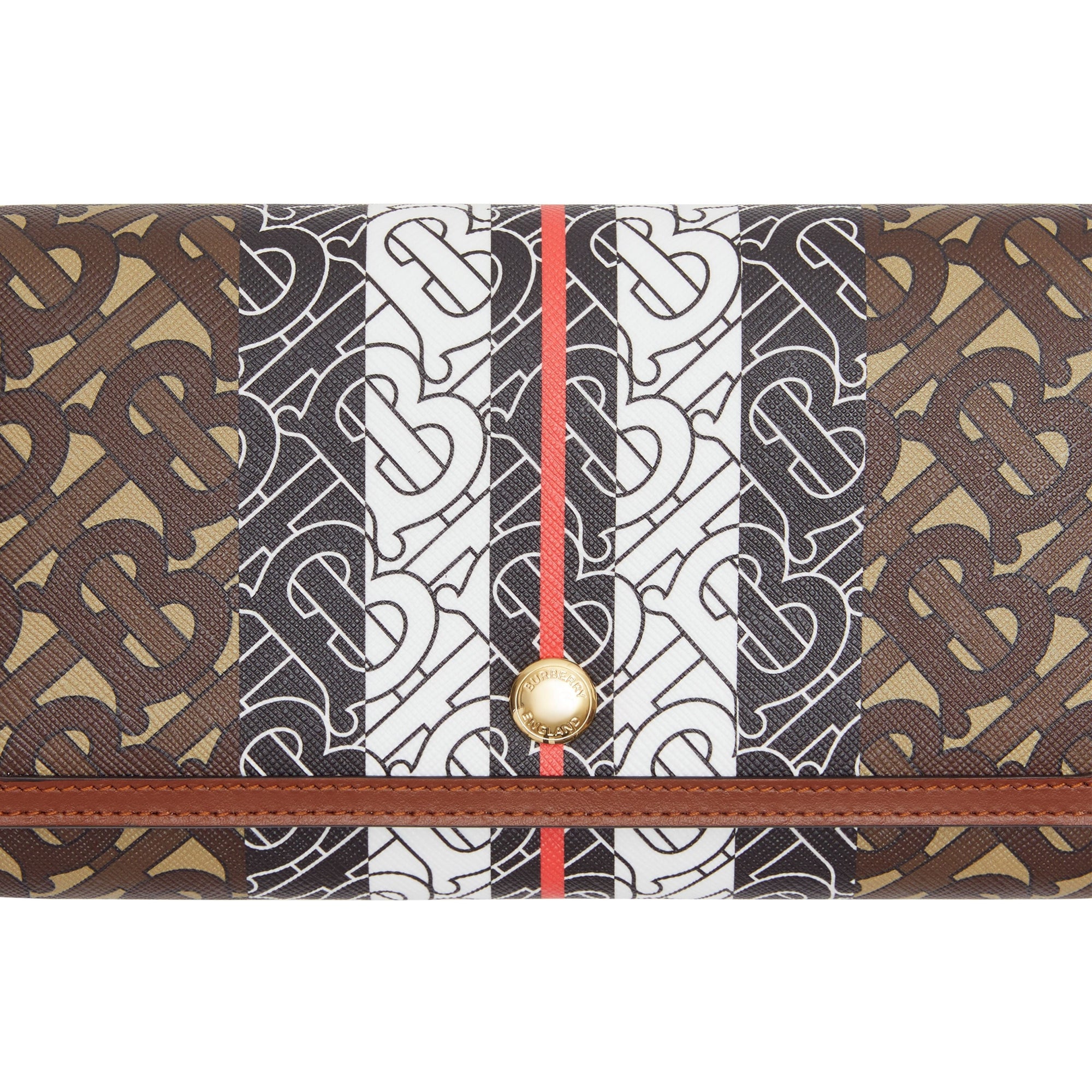 Portefeuille en toile écologique rayé Monogram avec sangle - Bridle Brown