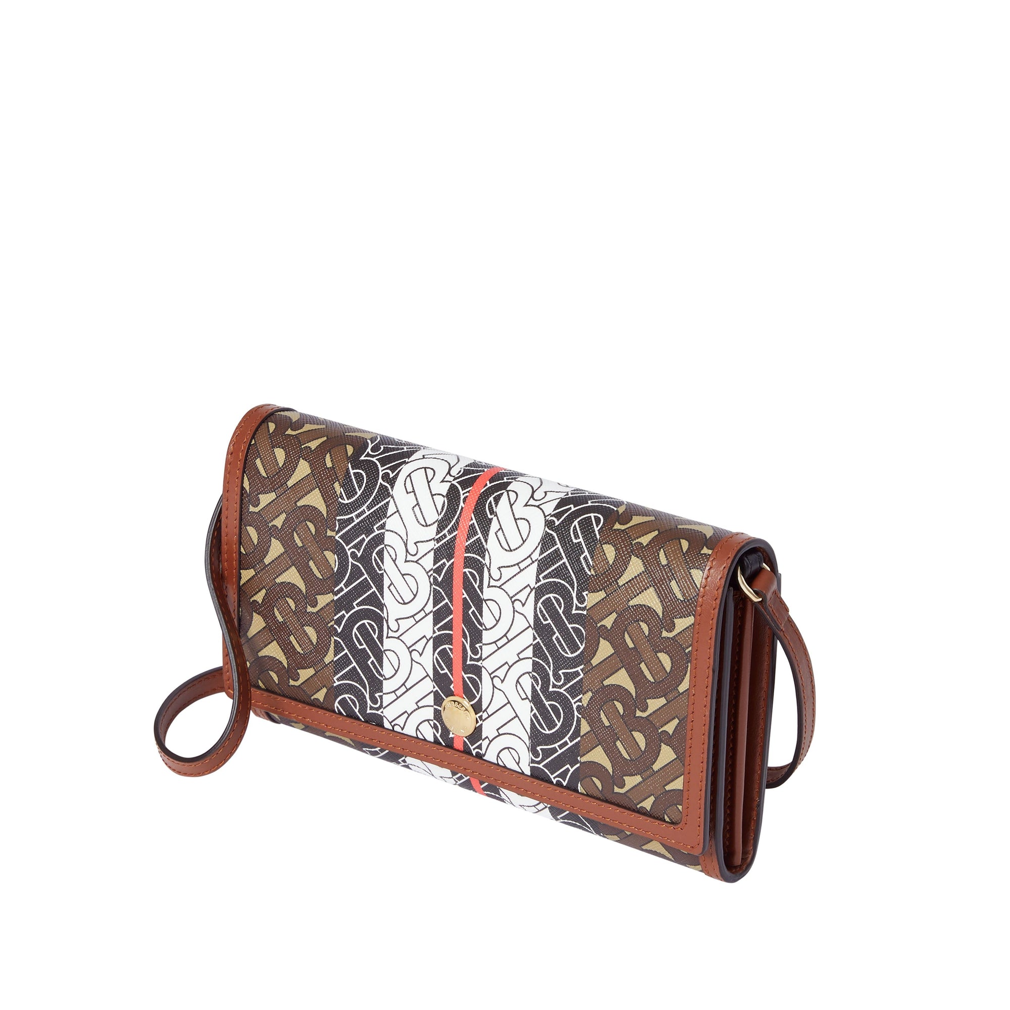 Portefeuille en toile écologique rayé Monogram avec sangle - Bridle Brown