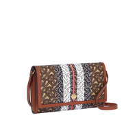 Portefeuille en toile écologique rayé Monogram avec sangle - Bridle Brown