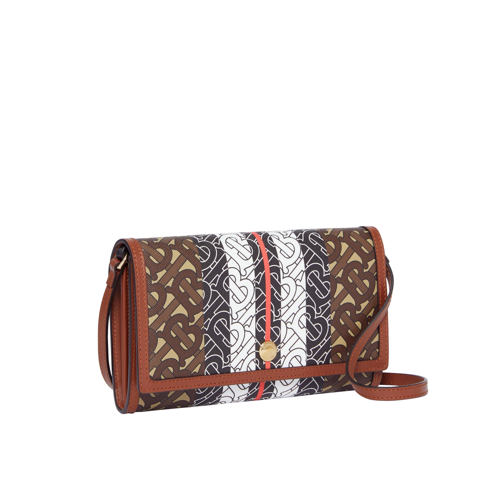 Portefeuille en toile écologique rayé Monogram avec sangle - Bridle Brown