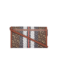 Portefeuille en toile écologique rayé Monogram avec sangle - Bridle Brown