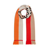 Écharpe en jacquard de cachemire à rayures et logo - Bright Orange
