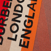 Écharpe en jacquard de cachemire à rayures et logo - Bright Orange