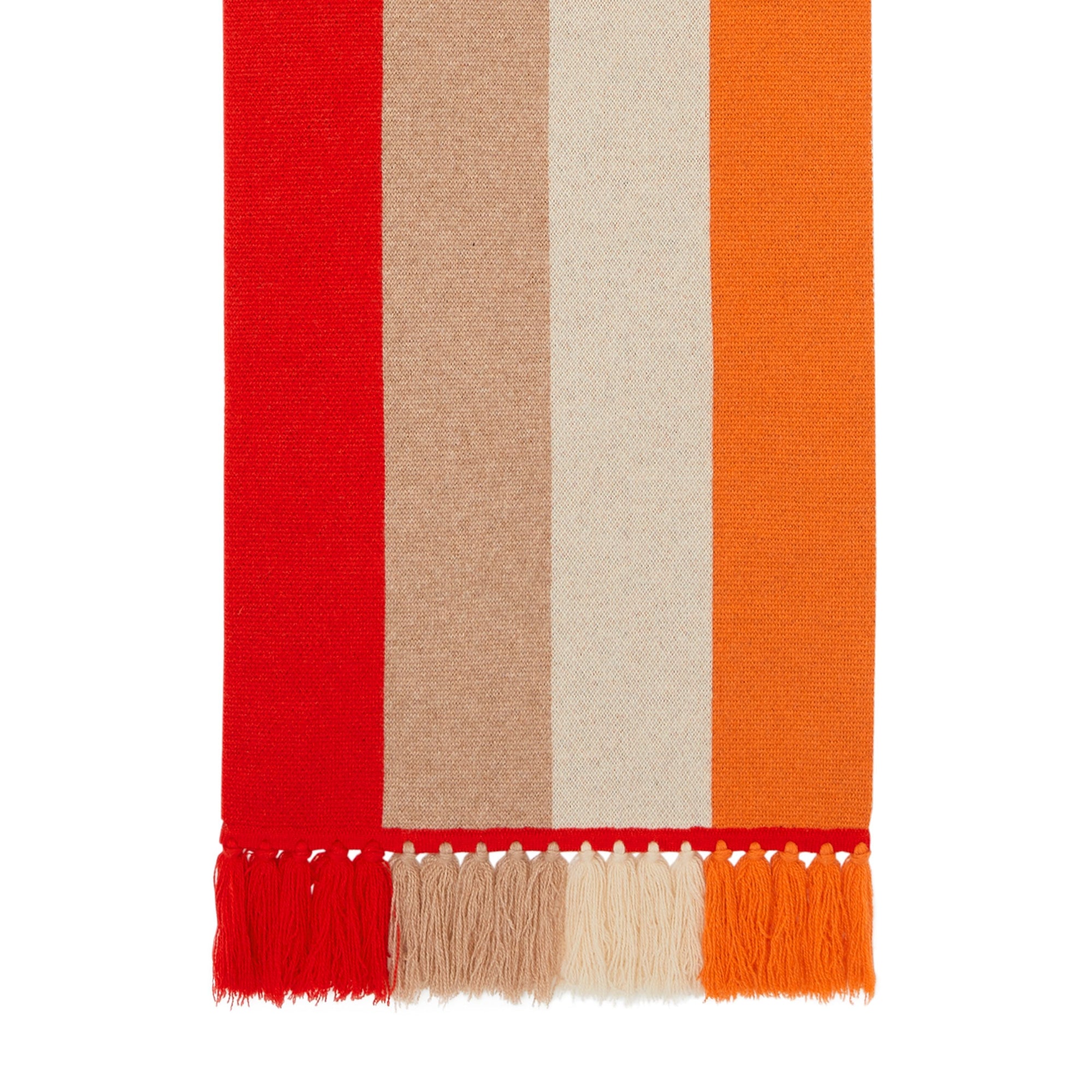 Écharpe en jacquard de cachemire à rayures et logo - Bright Orange