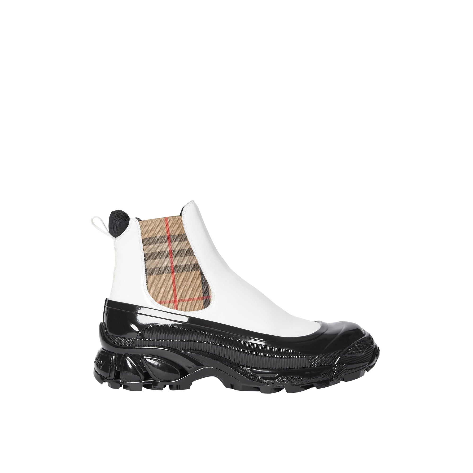 Bottines Chelsea en toile enduite avec Vintage check - White & Archive Beige