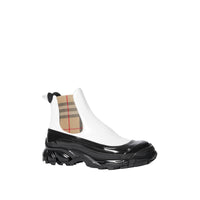 Bottines Chelsea en toile enduite avec Vintage check - White & Archive Beige