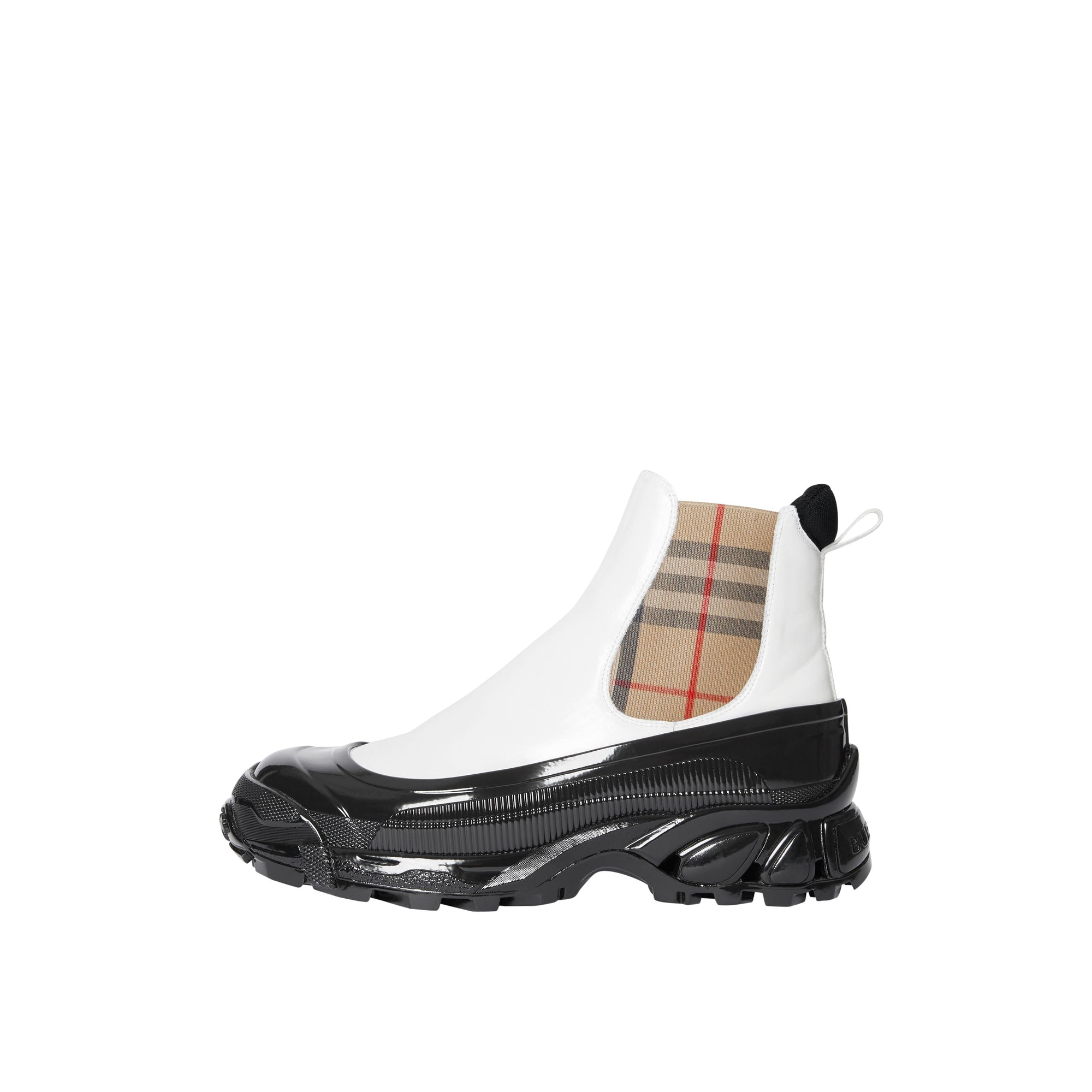 Bottines Chelsea en toile enduite avec Vintage check - White & Archive Beige