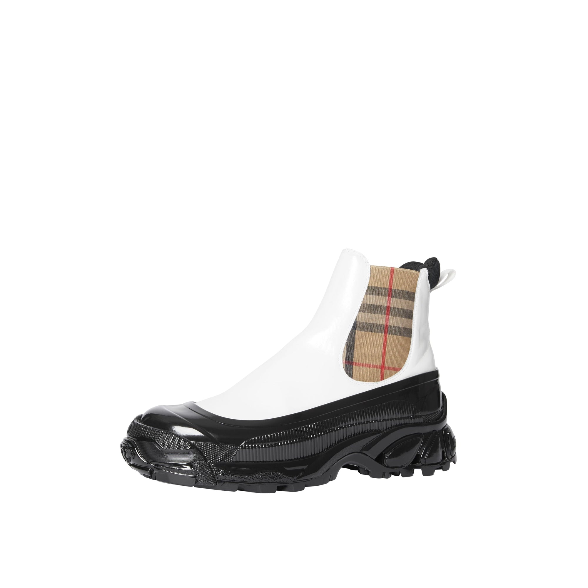 Bottines Chelsea en toile enduite avec Vintage check - White & Archive Beige