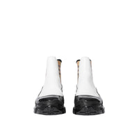 Bottines Chelsea en toile enduite avec Vintage check - White & Archive Beige