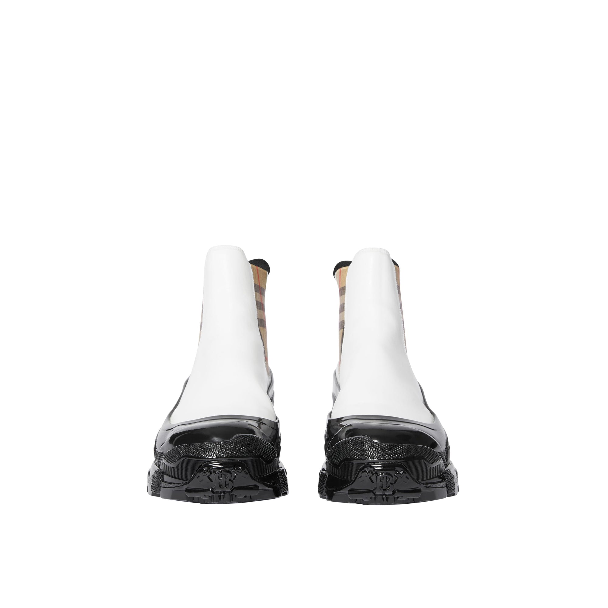 Bottines Chelsea en toile enduite avec Vintage check - White & Archive Beige