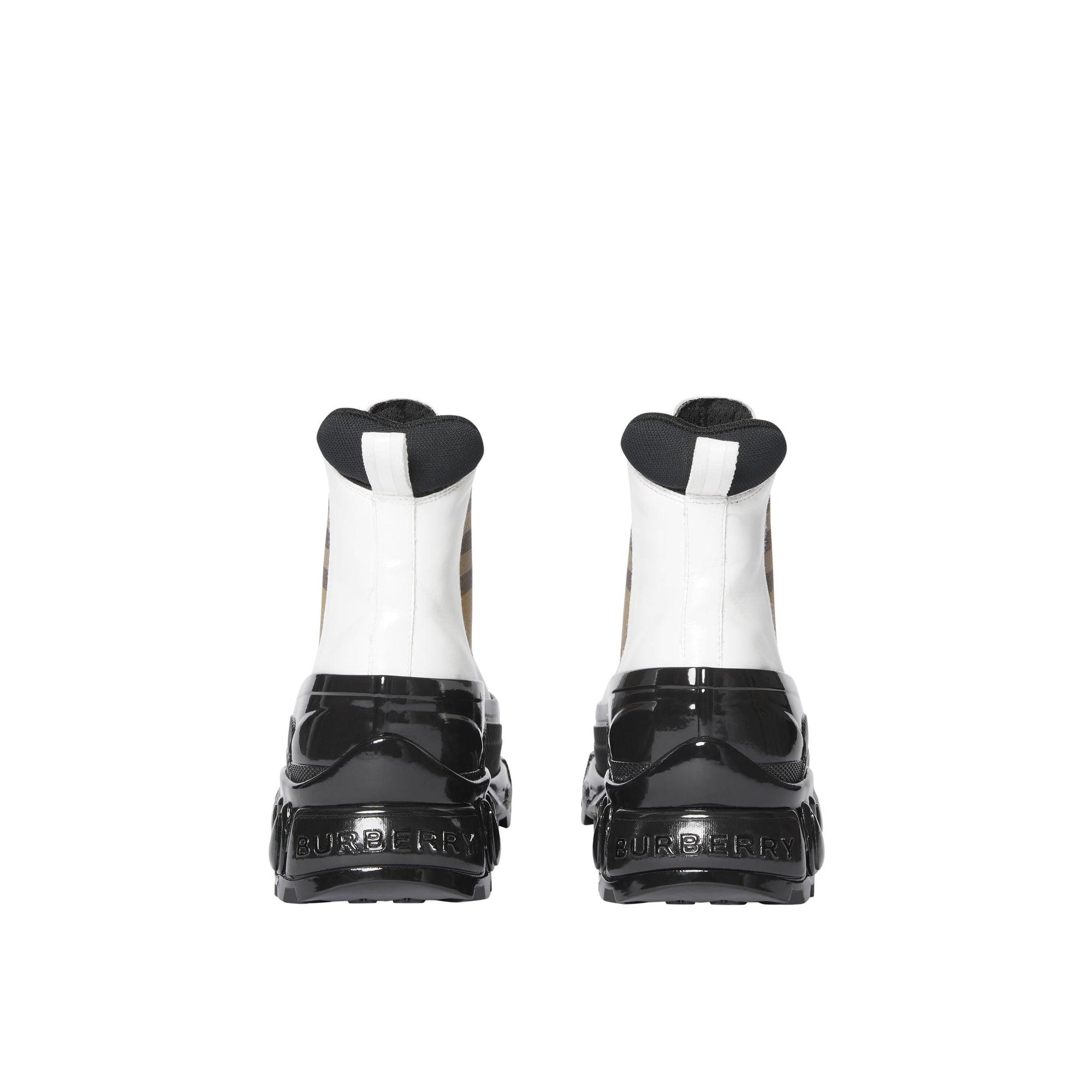 Bottines Chelsea en toile enduite avec Vintage check - White & Archive Beige