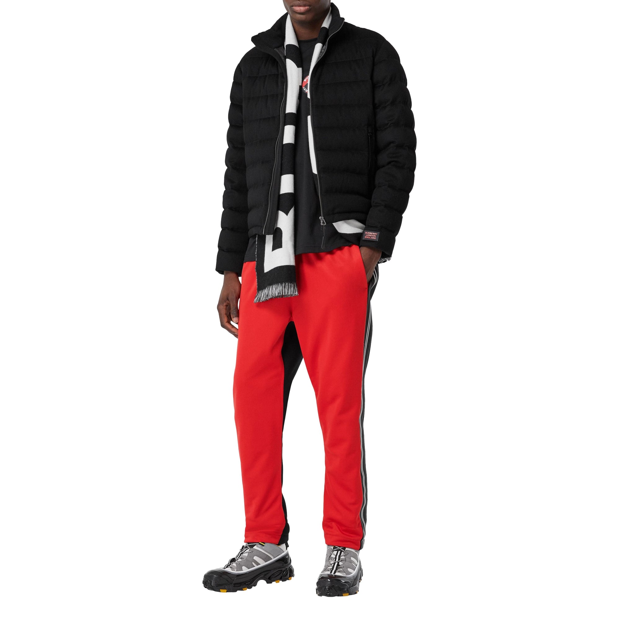 Pantalon de survêtement en jersey et néoprène à rayures - Bright Red