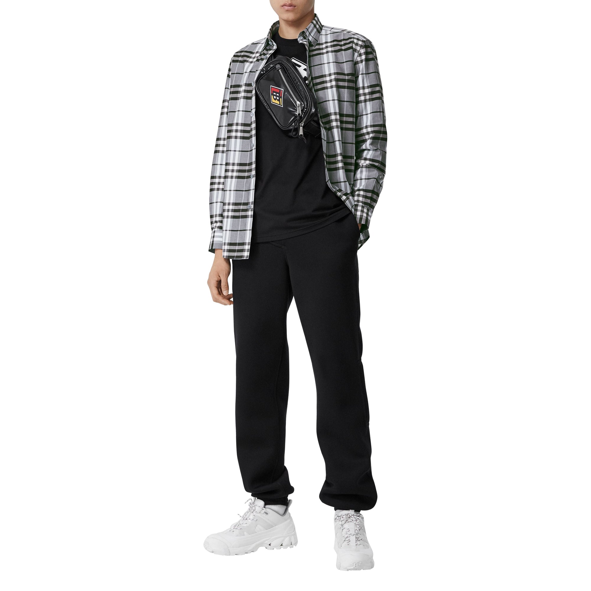 Chemise en popeline de coton check - Sky Blue