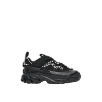 Sneakers Arthur en cuir velours et mesh avec cristaux - Black & Crystals