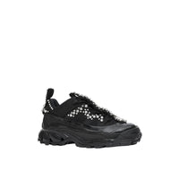 Sneakers Arthur en cuir velours et mesh avec cristaux - Black & Crystals