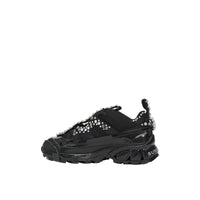 Sneakers Arthur en cuir velours et mesh avec cristaux - Black & Crystals
