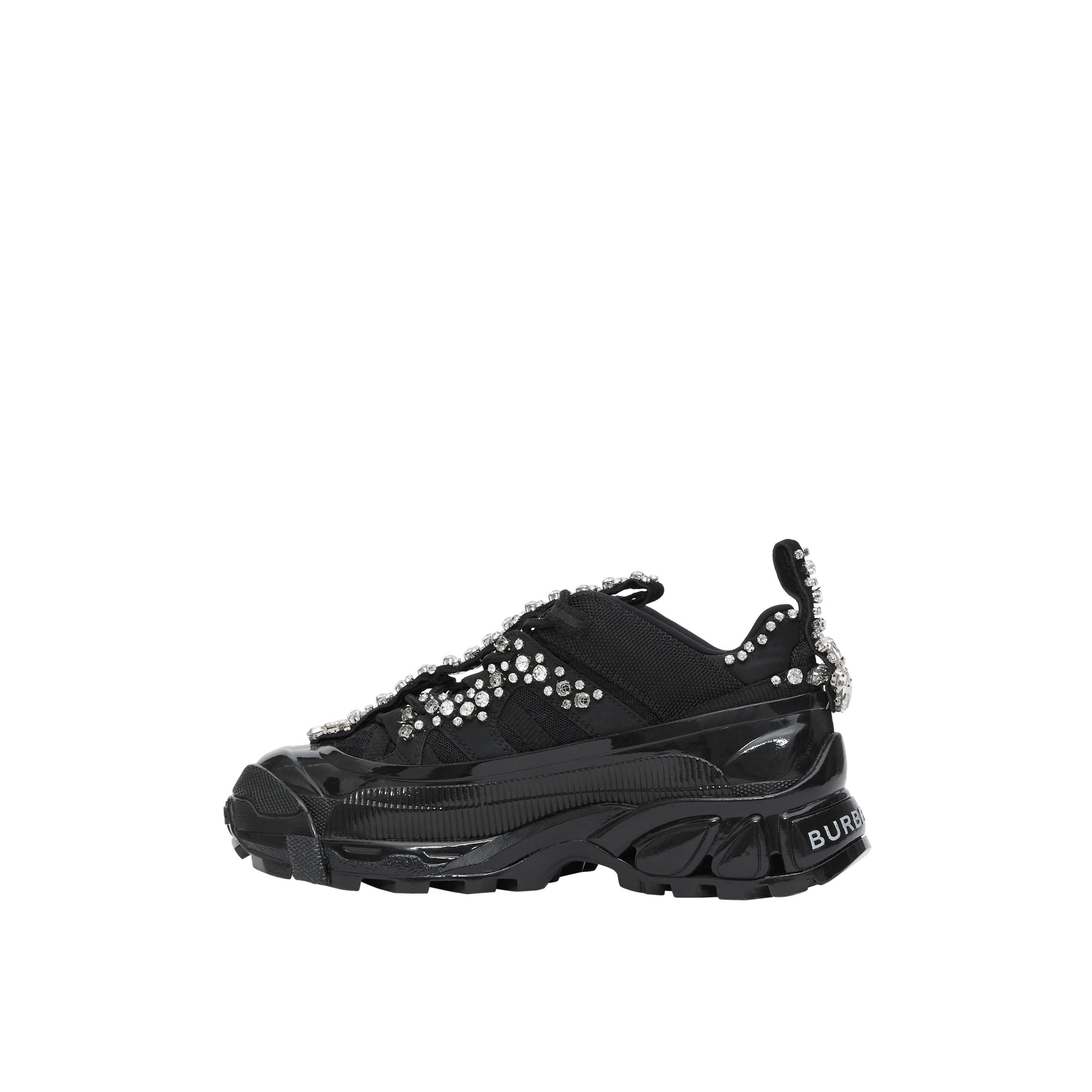 Sneakers Arthur en cuir velours et mesh avec cristaux - Black & Crystals