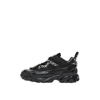 Sneakers Arthur en cuir velours et mesh avec cristaux - Black & Crystals
