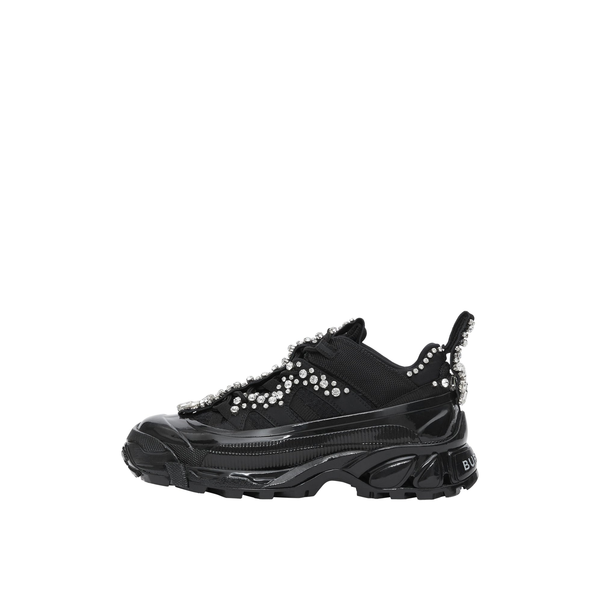 Sneakers Arthur en cuir velours et mesh avec cristaux - Black & Crystals