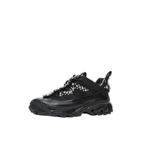 Sneakers Arthur en cuir velours et mesh avec cristaux - Black & Crystals