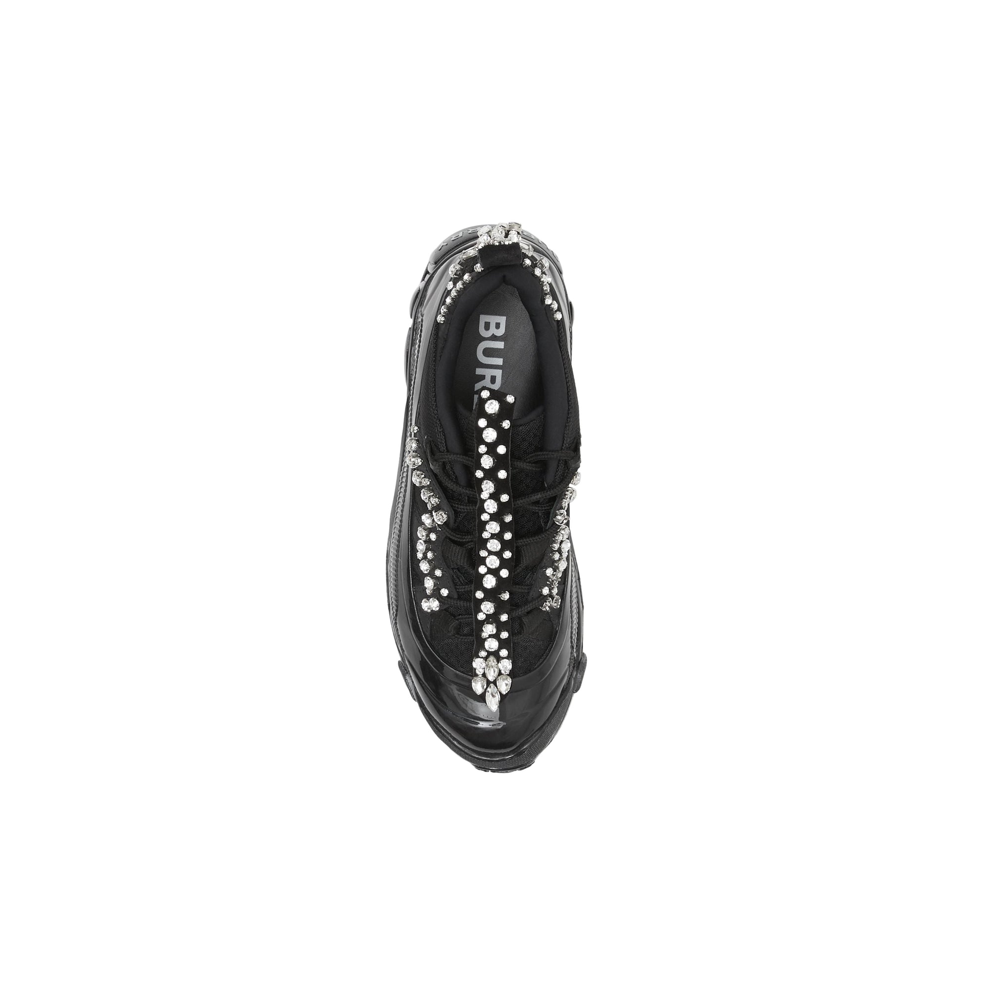 Sneakers Arthur en cuir velours et mesh avec cristaux - Black & Crystals