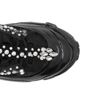 Sneakers Arthur en cuir velours et mesh avec cristaux - Black & Crystals