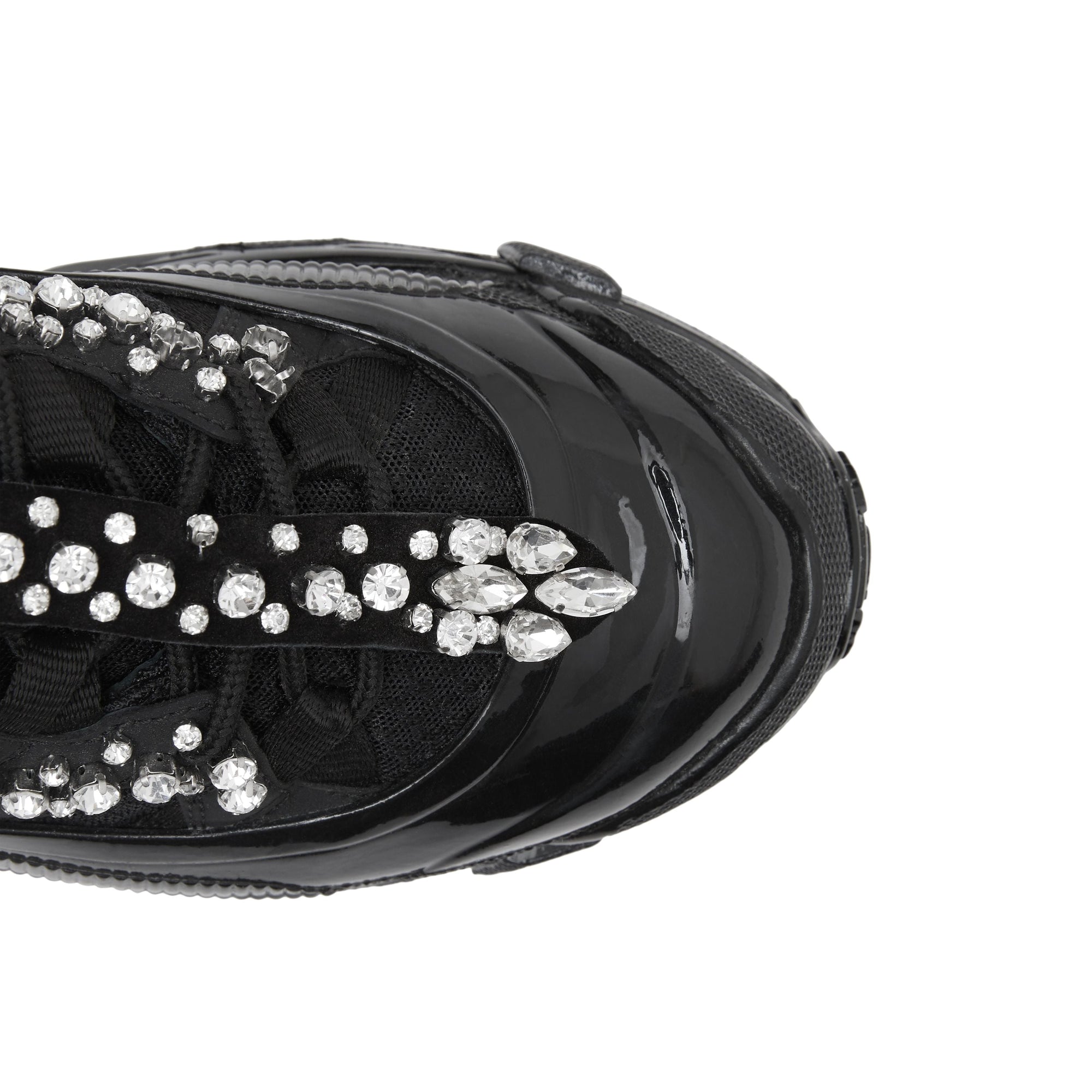 Sneakers Arthur en cuir velours et mesh avec cristaux - Black & Crystals