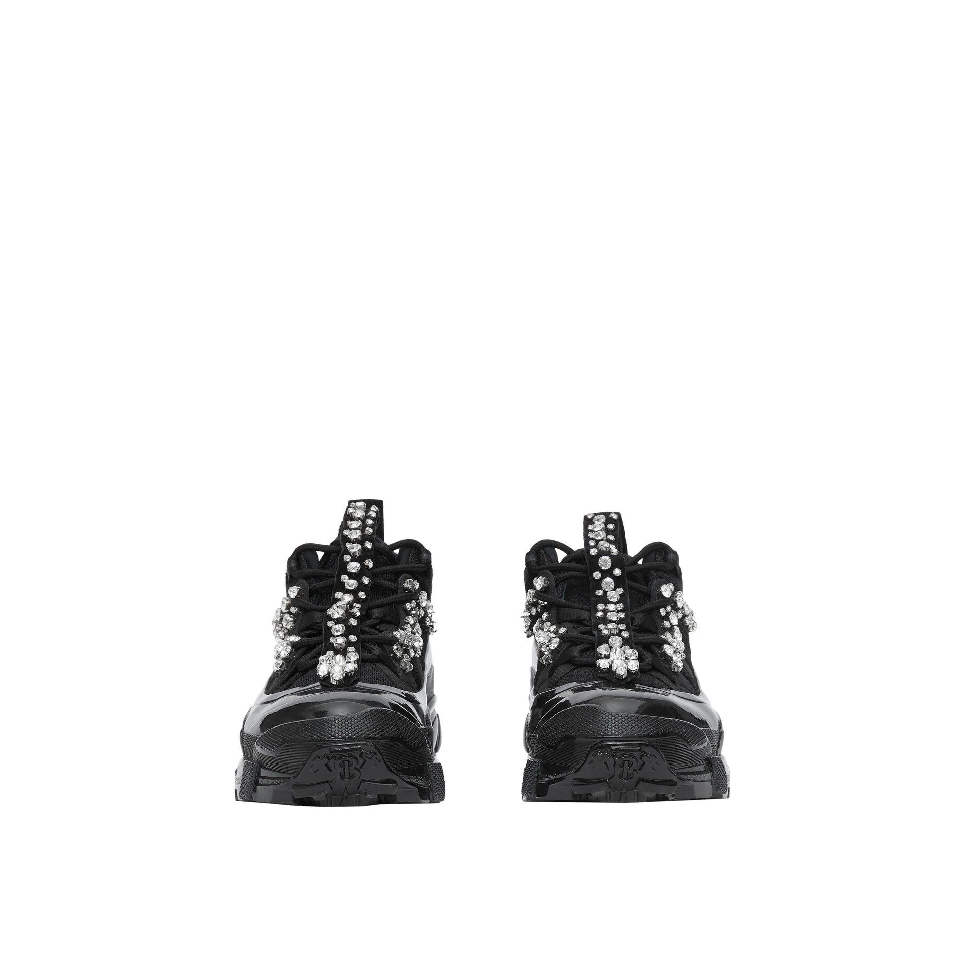 Sneakers Arthur en cuir velours et mesh avec cristaux - Black & Crystals