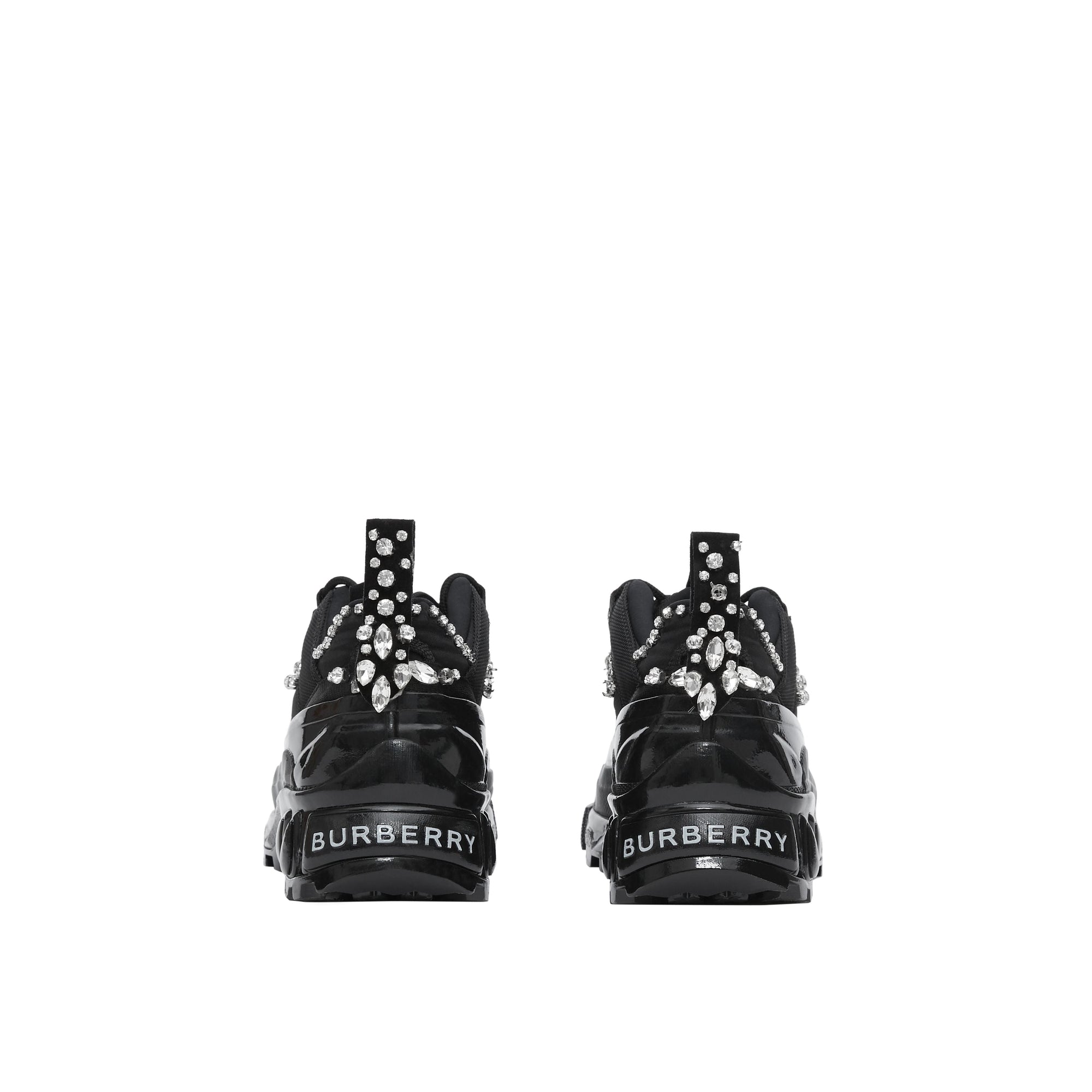 Sneakers Arthur en cuir velours et mesh avec cristaux - Black & Crystals