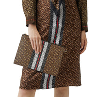 Pochette zippée en toile écologique rayée Monogram - Bridle Brown