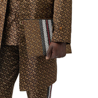 Pochette zippée en toile écologique rayée Monogram - Bridle Brown