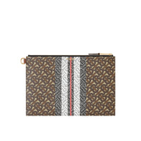 Pochette zippée en toile écologique rayée Monogram - Bridle Brown