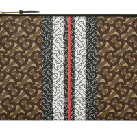 Pochette zippée en toile écologique rayée Monogram - Bridle Brown