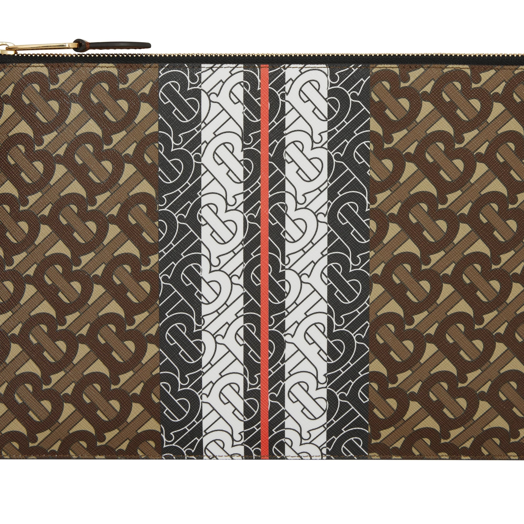 Pochette zippée en toile écologique rayée Monogram - Bridle Brown