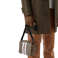 Sac à bandoulière en toile écologique rayé Monogram - Bridle Brown