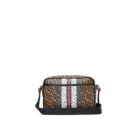 Sac à bandoulière en toile écologique rayé Monogram - Bridle Brown