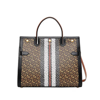 Sac Title moyen en toile écologique rayé Monogram - Bridle Brown